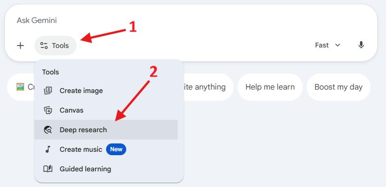 Gemini Deep Research konfiguravimas